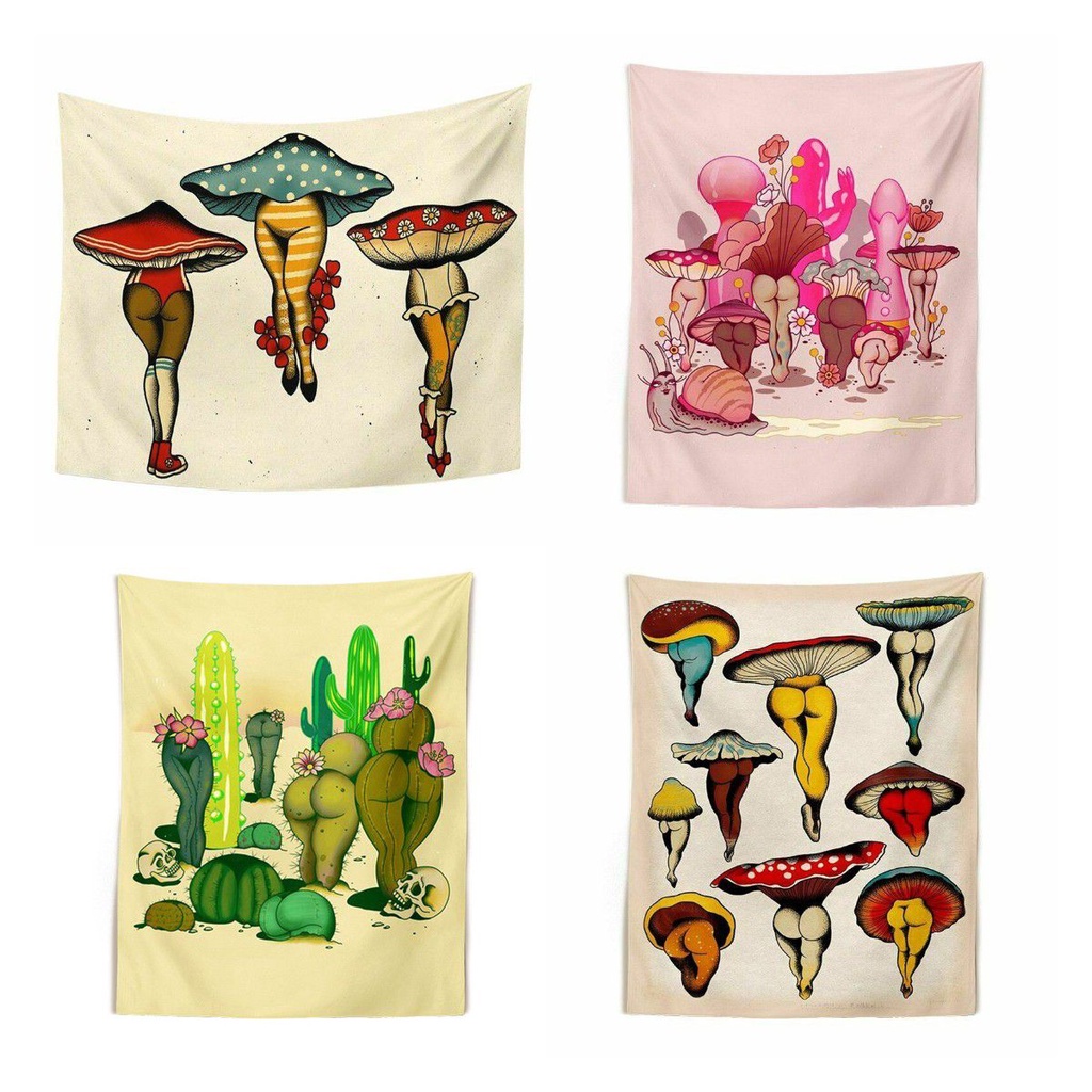 Thảm Treo Tường Trang Trí Hình Chữ Nhật In Hình Thực Vật