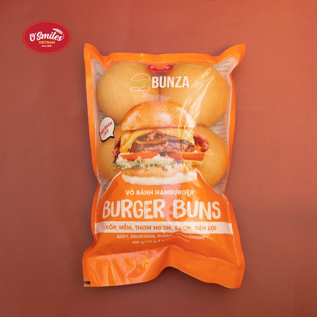 Vỏ Bánh Hamburger Bunza O'Smiles 420g/túi/6 bánh