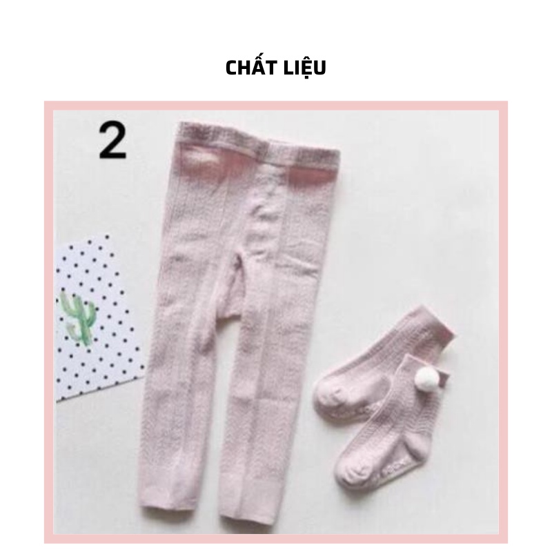 Quần legging kèm tất chân cho bé gái chất len tăm hàng quảng châu thời trang trẻ em BADAYO SE198