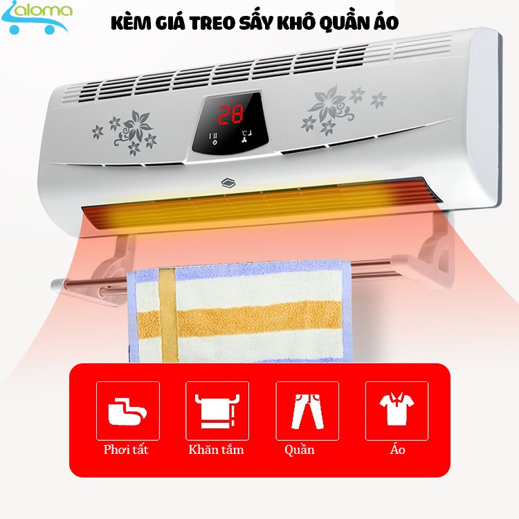 (Tặng kèm cốc gấu)Máy sưởi gốm cao cấp YANGZI BPT-4502 hiển thị nhiệt độ kèm điều khiển từ xa để bàn hoặc treo tường