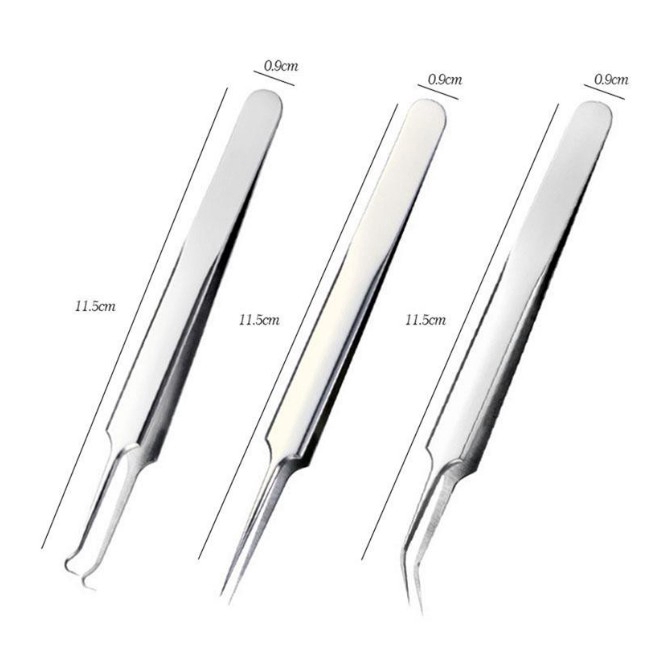 Set 3 Dụng Cụ Nặn Mụn Đầu Đen Bằng Thép Không Gỉ Tiện Dụng