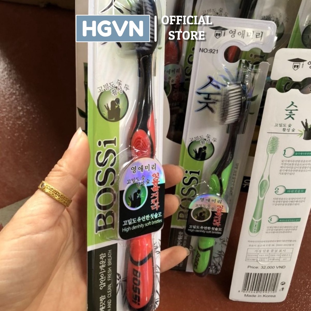 HỘP 30 Bàn Chải Đánh Răng Than Tre Hoạt Tính Hàn Quốc BOSSI 921