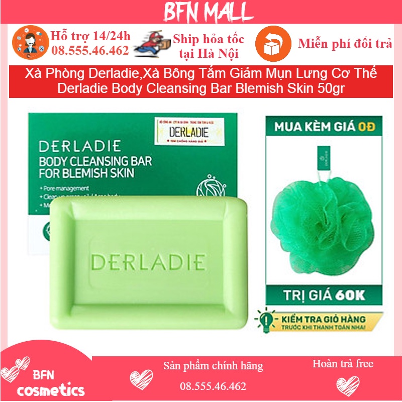 Xà Phòng Derladie,Xà Bông Tắm Giảm Mụn Lưng Cơ Thể Derladie Body Cleansing Bar Blemish Skin 50gr