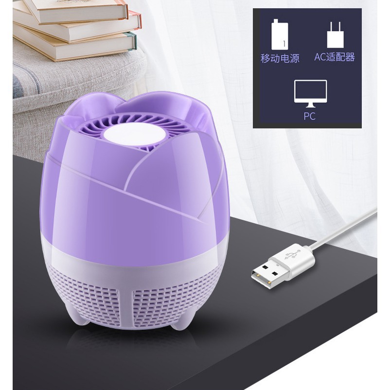 ĐÈN BẮT MUỖI HÌNH HOA TÍM- ĐẦU USB