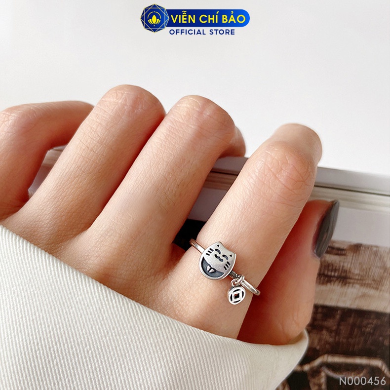 Nhẫn bạc nữ hình Mèo Kim Tiền chất liệu bạc 925 thời trang phụ kiện trang sức Viễn Chí Bảo N000456