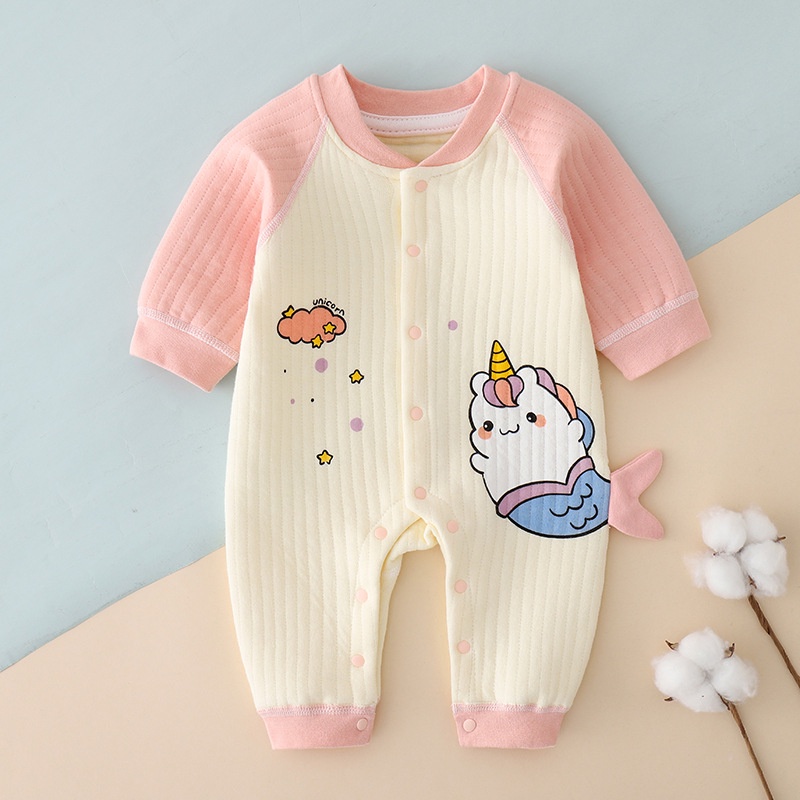 Bodysuit cho bé Body dài tay trần bông cho trẻ sơ sinh 3-18 tháng SLTB12