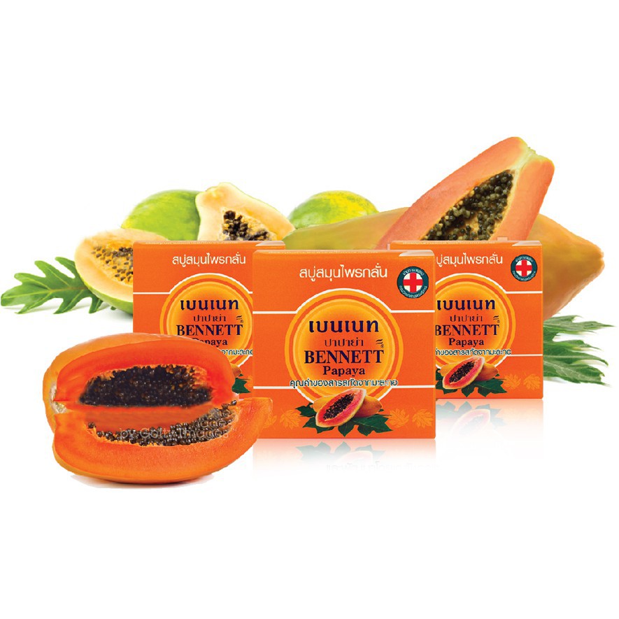 Hàng nội địa Thái] Xà phòng Thái Lan Bennett Papaya 160g - สบู่เบนเนทปาปาย่า (สบู่สมุนไพรกลั่น