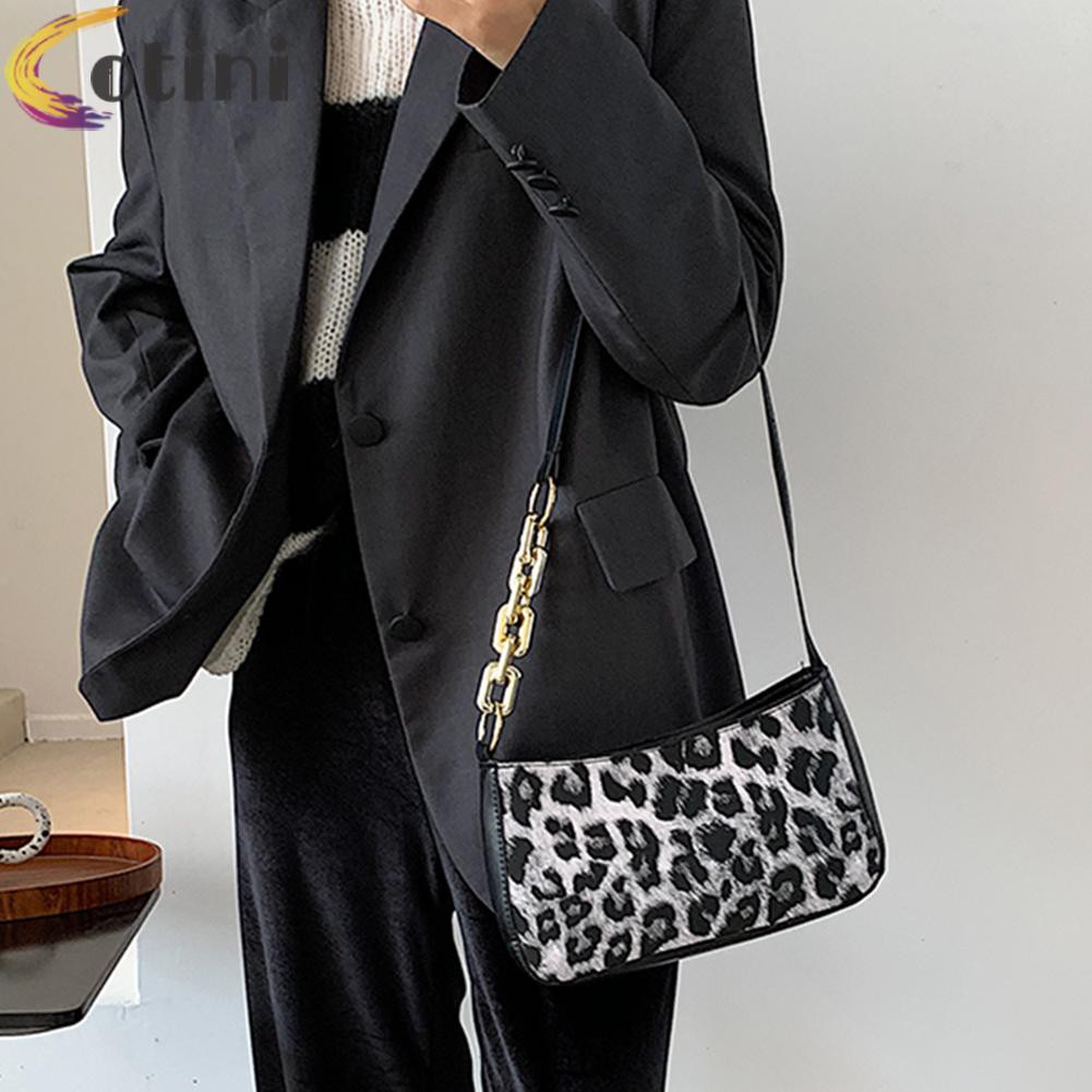 COTINI Retro Leopard Zebra Printed Women Handbag PU Leather Shoulder Underarm Bag