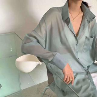 áo sơ mi voan trơn túi hộp A-8801