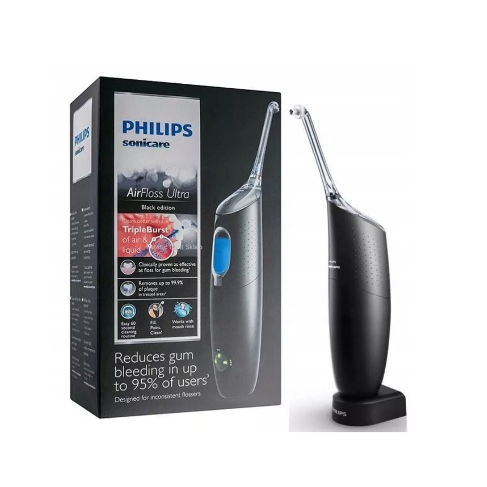 Tăm nước Philips Sonicare AirFloss Ultra HX8438 - Tăm nước du lịch cầm tay - 2 màu Đen/Trắng