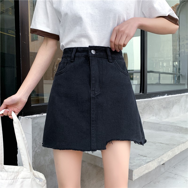 Chân váy jean đen basic Ulzzang Quảng châu mẫu 1 -  u.w