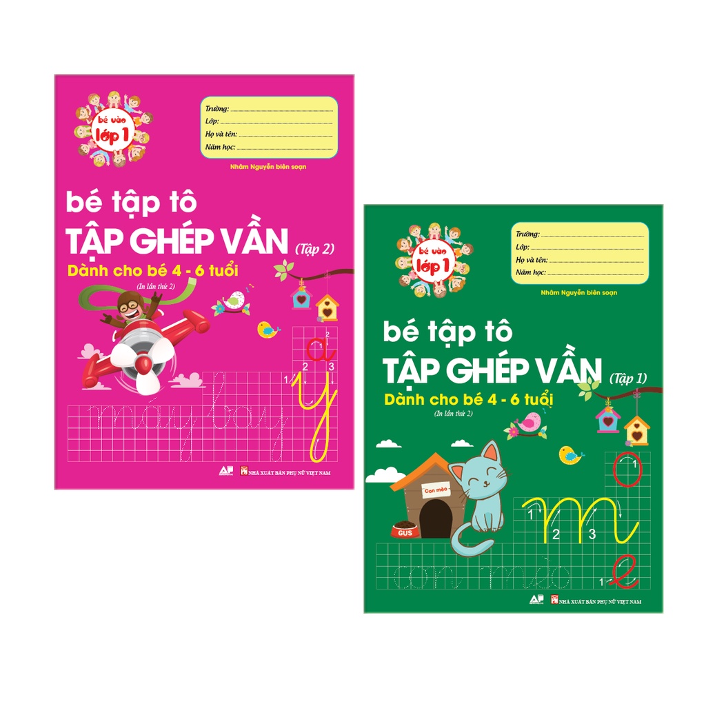 Sách - Combo 2 Cuốn Bé Tập Ghép Vần Tập 1 &amp; 2 - Bé Vào Lớp 1