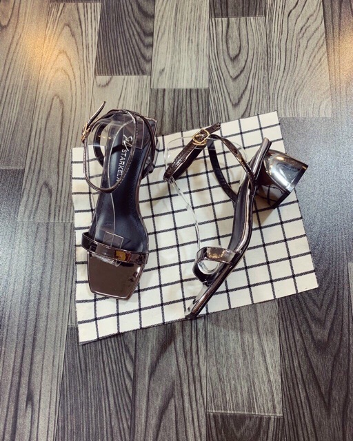 Giày sandal trơn hai dây mảnh gót 5p êm chân mã S9
