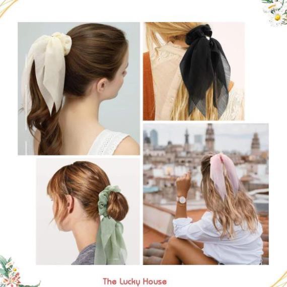 Dây buộc tóc lụa mềm vintage Scrunchies cao cấp loại 1 HD53
