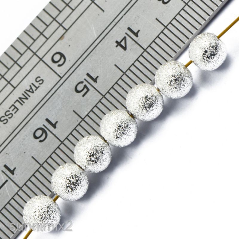 10 hạt kim loại nhám mạ bạc 6mm làm vòng tay (giá sỉ)