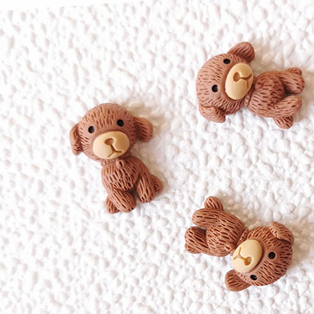 Bộ 10 Phụ Kiện Trang Trí Móng Tay Hình Gấu Teddy 3D Dễ Thương Diy