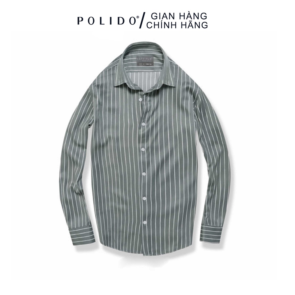 Áo Sơ Mi Dài Tay Nam CEFFYLO 1 Màu Xanh Rêu Chất Vải Mềm Mịn Thoáng Mát