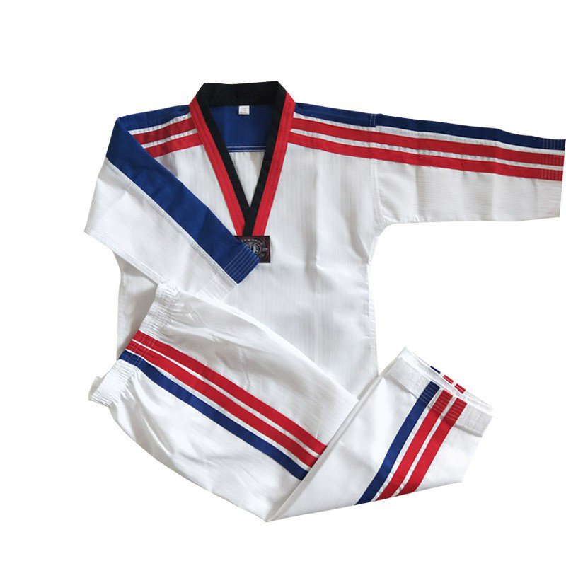 Bộ Đồng Phục Tập Võ Taekwondo Tay Dài Chất Liệu Cotton Dành Cho Người Lớn Và Trẻ Em