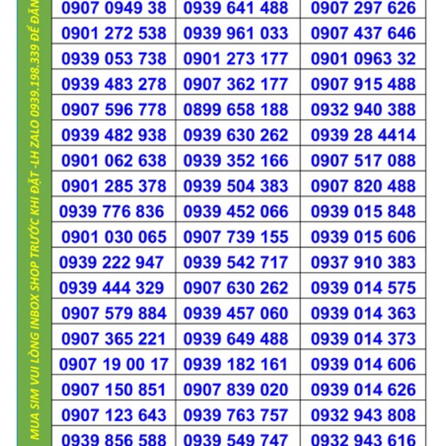 Sim số đẹp mobi - sim 0939 dễ nhớ