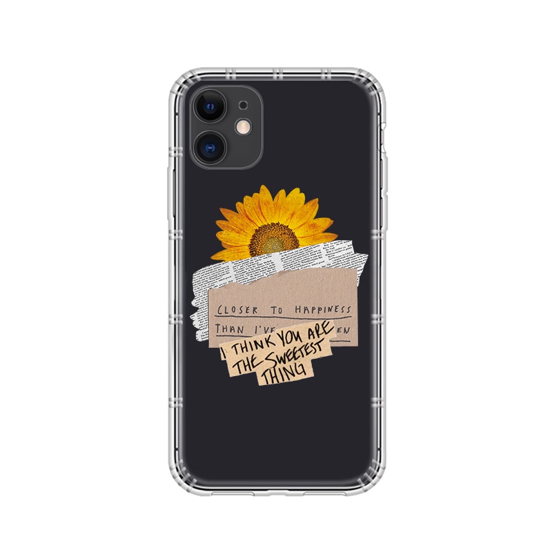 Ôp Điện Thoại Silicon Dẻo Trong Suốt In Hoa Hướng Dương iphone 13 14 pro max se2 6s 7 8 plus xs max 12 mini 11 pro max xr Ốp