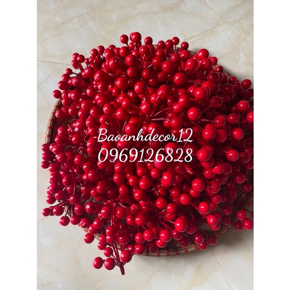 Cành quả trang trí NOEL ỏa vòng nguyệt quế làm cành đào bông