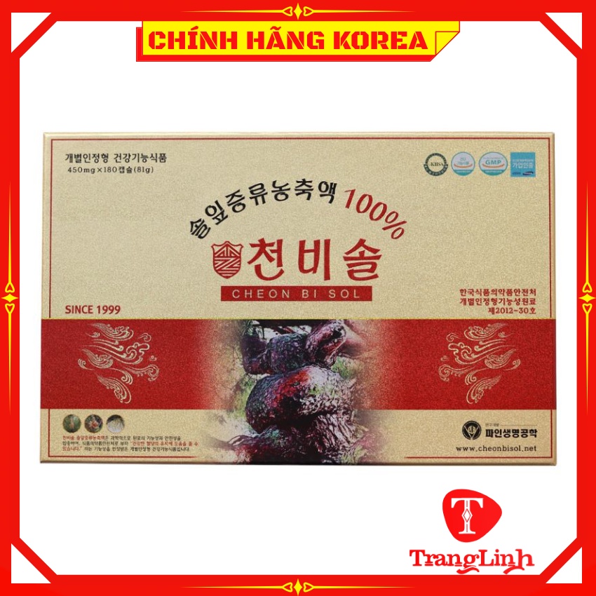Tinh dầu thông đỏ hàn quốc Cheon Bi Sol thượng hạng, hộp 180 viên - Tăng đề kháng, giảm mỡ máu, phòng ung thư, tranglinh