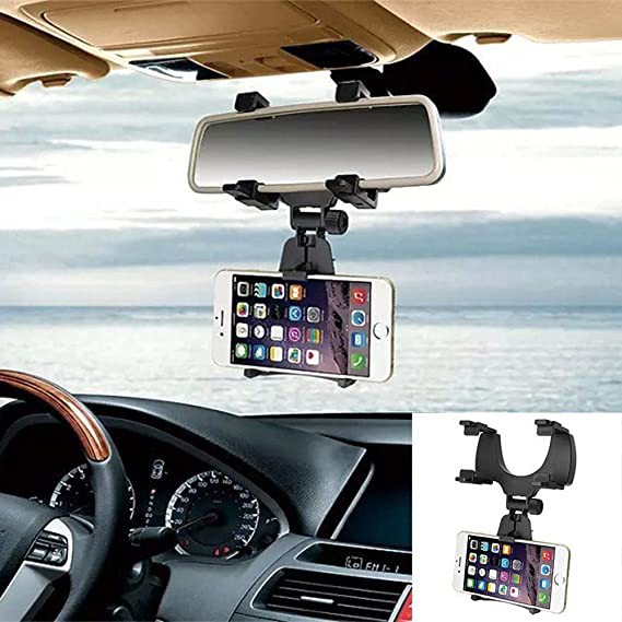 Giá đỡ điện thoại kẹp gương chiếu hậu ô tô, gắn cam hành trình xoay 360 độ