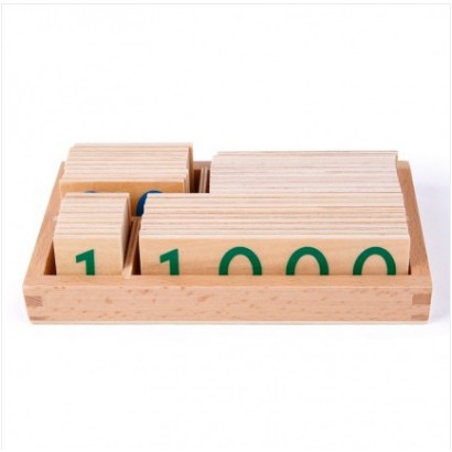 Giáo cụ Montessori - Bộ thẻ số gỗ từ 1- 9000 hỗ trợ học toán loại nhỏ