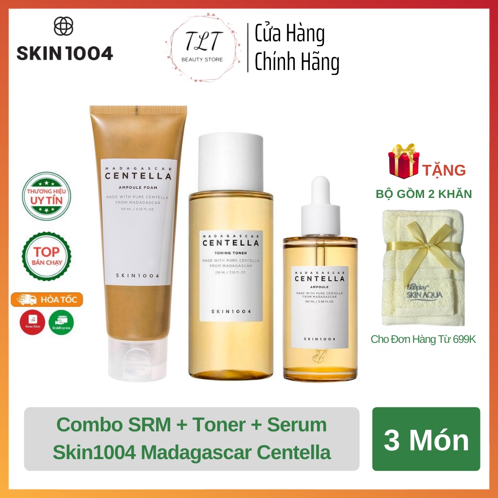 [Combo] Bộ 3 Sản Phẩm Sữa Rửa Mặt + Toner + Serum Dành Cho Da Mụn Skin1004 Madagascar Centella