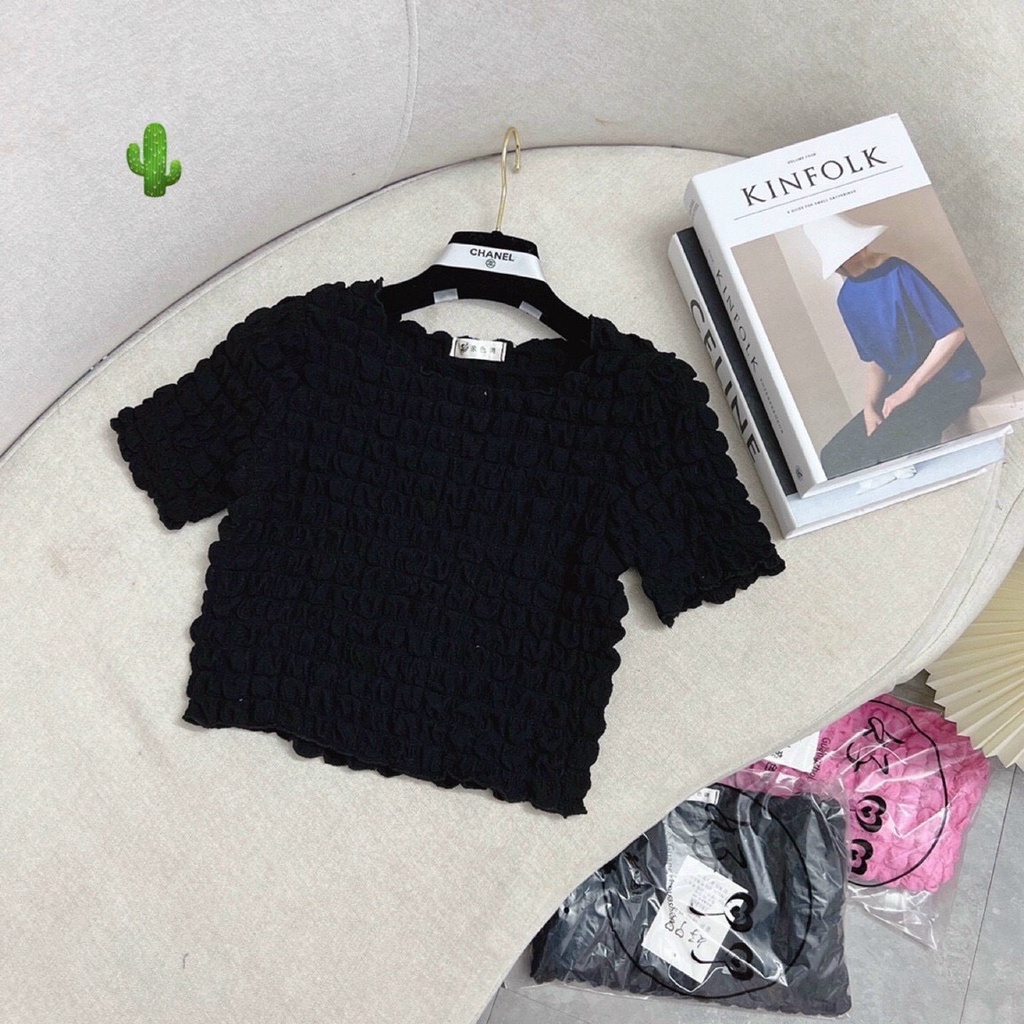 Áo croptop tay ngắn chất xốp siêu xinh