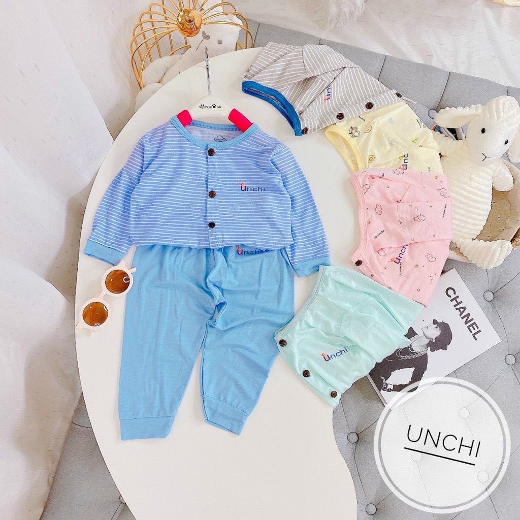 Đồ Bộ Dài Tay Unchi Cúc Giữa Chất Modal Gỗ Sồi Cao Cấp Cho Trẻ Sơ Sinh(Newborn) - 14Kg Namkidshop (QATE339)