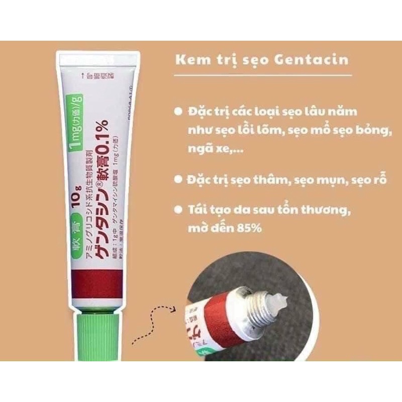 Kem bôi sẹo Gentamicin 10g Nhật Bản, Chuyên sẹo lồi, sẹo lõm, sẹo thâm lâu năm