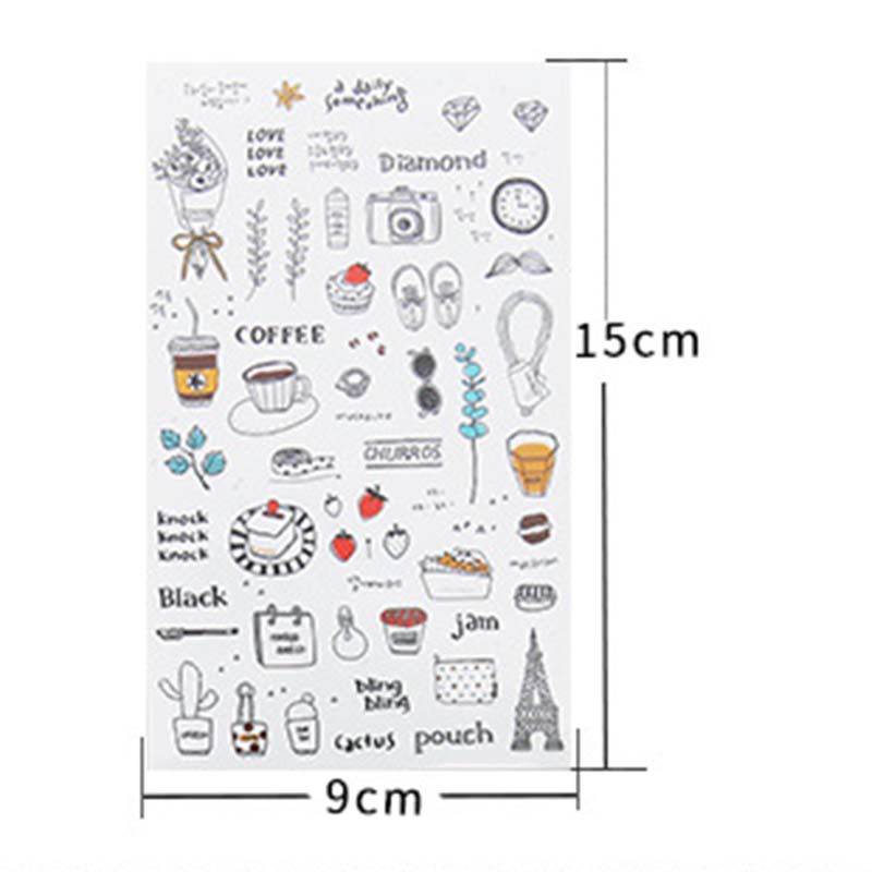 Set 6 Miếng Dán Màu Nước Trang Trí Sổ Tay Nhật Ký DIY