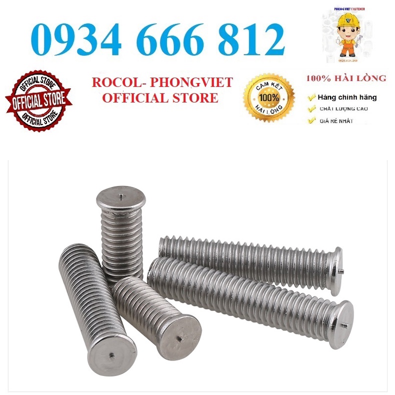 Combo 50c Bulong hàn nổ,hàn chập inox 304 M3X10, M3X16,M3X20