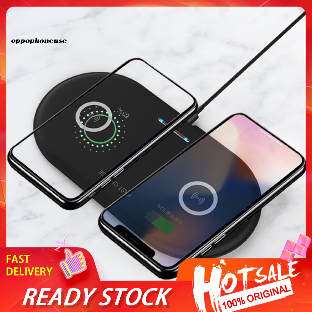 【OPHE】Qi Wireless Dual Charger Mobile Phone Charging Pad for iPhone Android Samsung