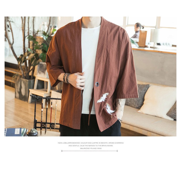 05 mẫu áo khoác Kimono nam 17014 kiểu Nhật thời trang của Qing Card/卿卡 | BigBuy360 - bigbuy360.vn