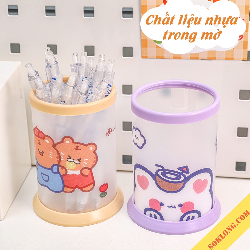 Ống cắm bút hình trụ cute K64 hộp đựng bút hình tròn dễ thương có thể lắp ghép SỔ KLONG