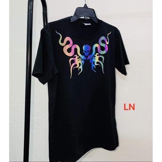 áo thun phản quang 7 màu in đầu lâu rắn vòng cổ