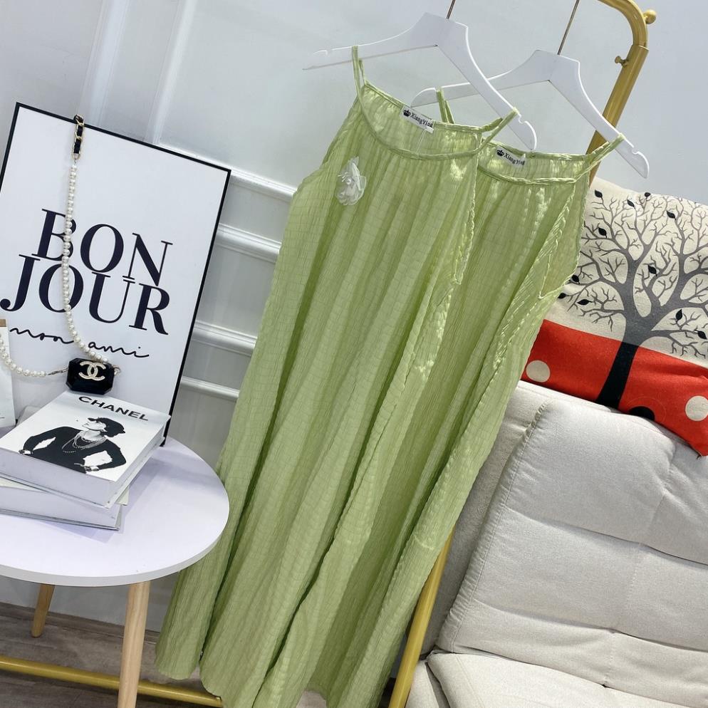 [ 𝐅𝐑𝐄𝐄 𝐒𝐇𝐈𝐏 ]  ĐẦM MAXI CỔ YẾM DÍNH HOA SANG CHẢNH ĐẦM SUÔNG THỤNG NỮ