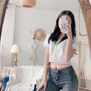 CROPTOP LEN TĂM VIỀN REN (ảnh thật/sẵn)