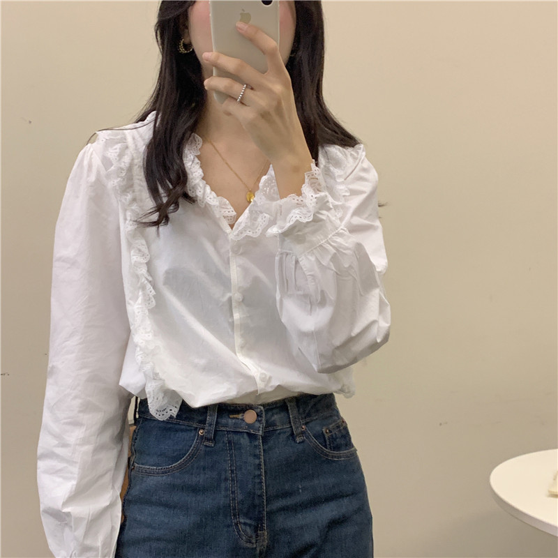 Áo Sơ Mi Dài Tay Màu Trơn Ngọt Ngào Cho Nữ 36438