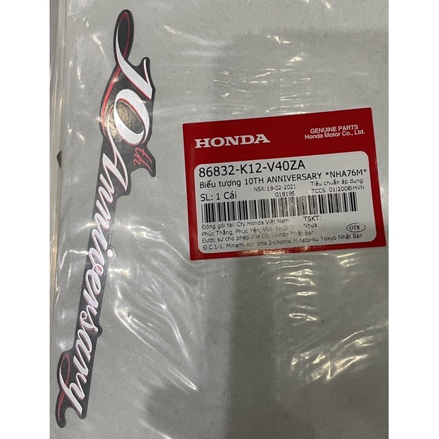 tem kỷ niệm 10 năm anniversary tem black edition honda giá 1 tem