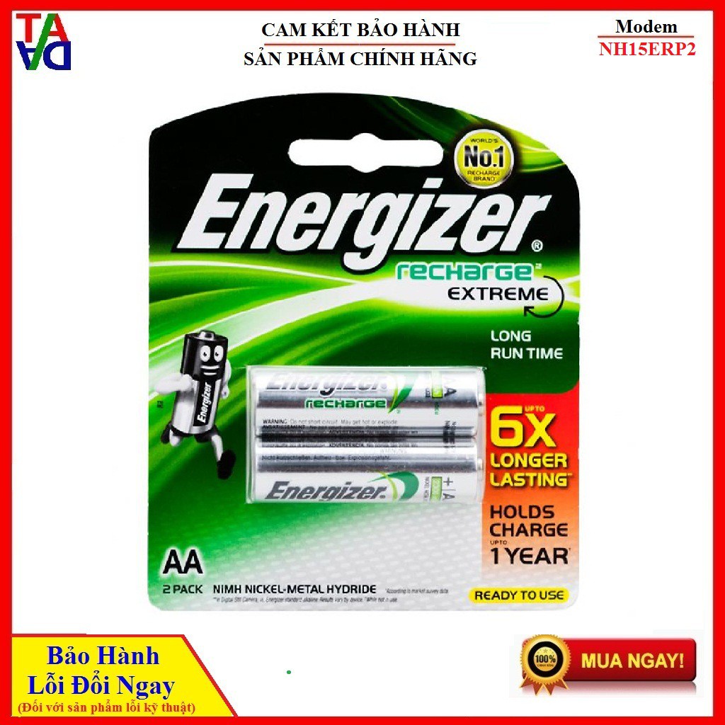 Vỉ 02 Pin sạc AA Energizer extreme - 2.300mAh