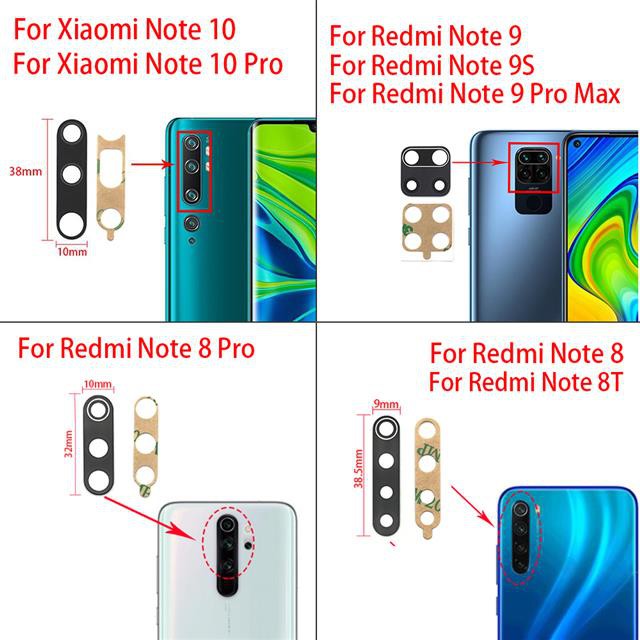 Set 2 Kính Cường Lực Bảo Vệ Camera Sau Cho Xiaomi Redmi Note 8 Pro 7 9 9s Pro Max 8t 9a 9c / Mi Note 10 10t Pro Lite