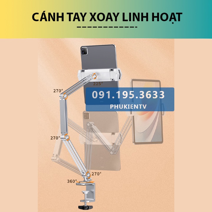#P67 - Giá đỡ Máy tính bảng/ Kindle / Điện Thoại ErgoTek E67 - Tay arm/ tay nâng Máy tính bảng - Kẹp bàn [P60 Plus]