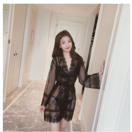 Mẫu mới - Set đồ lót kèm áo choàng xuyên thấu sexy