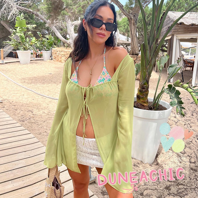 Áo Sơ Mi Tay Dài Cổ Vuông Xẻ Tà Thắt Dây Trẻ Trung Hợp Thời Trang Cho Bạn Gái