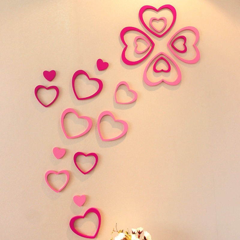 Tranh mica 3d dán tường các mẫu tranh hình tròn, hình trái tim, trang trí phòng khách, phòng ngủ