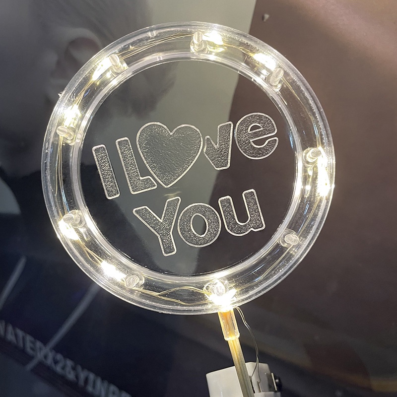 Đèn LED Neon hình tròn I Love You ánh sáng ban đêm trang trí bánh kem sinh nhật