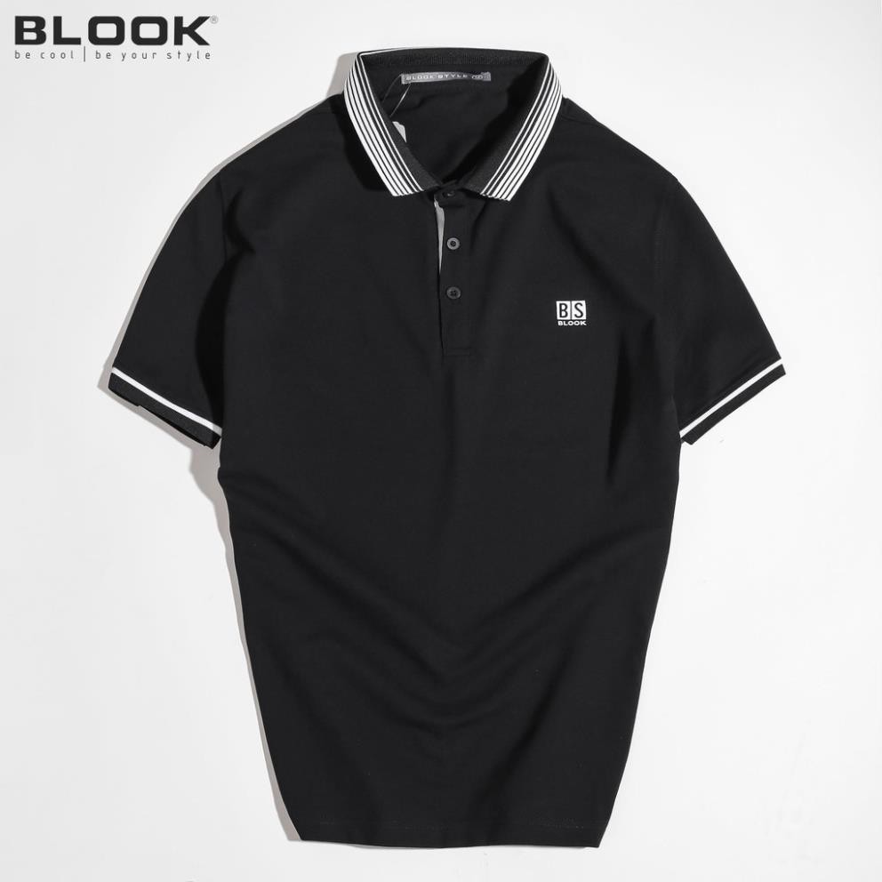 Áo polo slimfit BLOOK Vải thun cá sấu co giãn màu đen 42613 (HÌNH THẬT) !